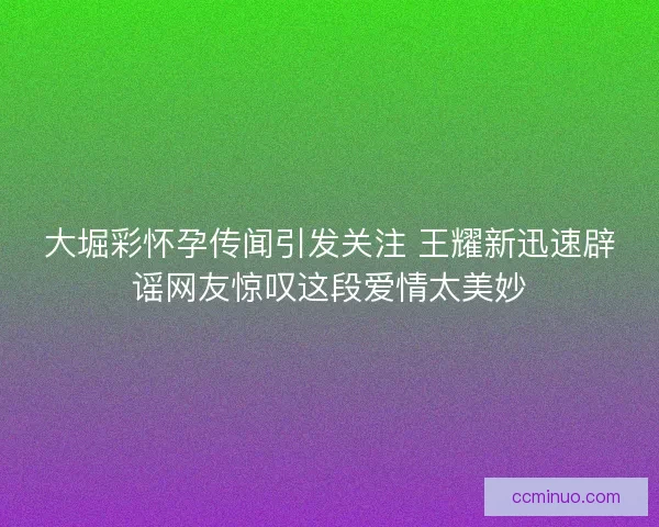 大堀彩怀孕传闻引发关注 王耀新迅速辟谣网友惊叹这段爱情太美妙