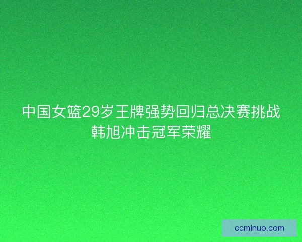 中国女篮29岁王牌强势回归总决赛挑战韩旭冲击冠军荣耀